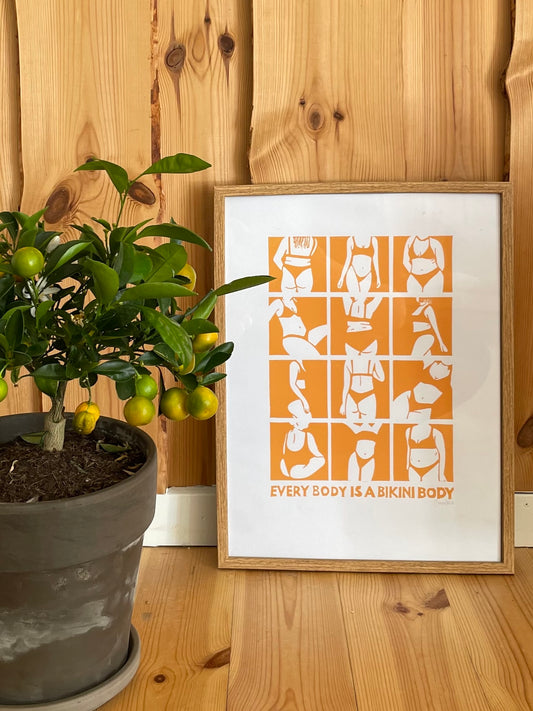 Bodies - håndlavet linoleumstryk (vælg farve)