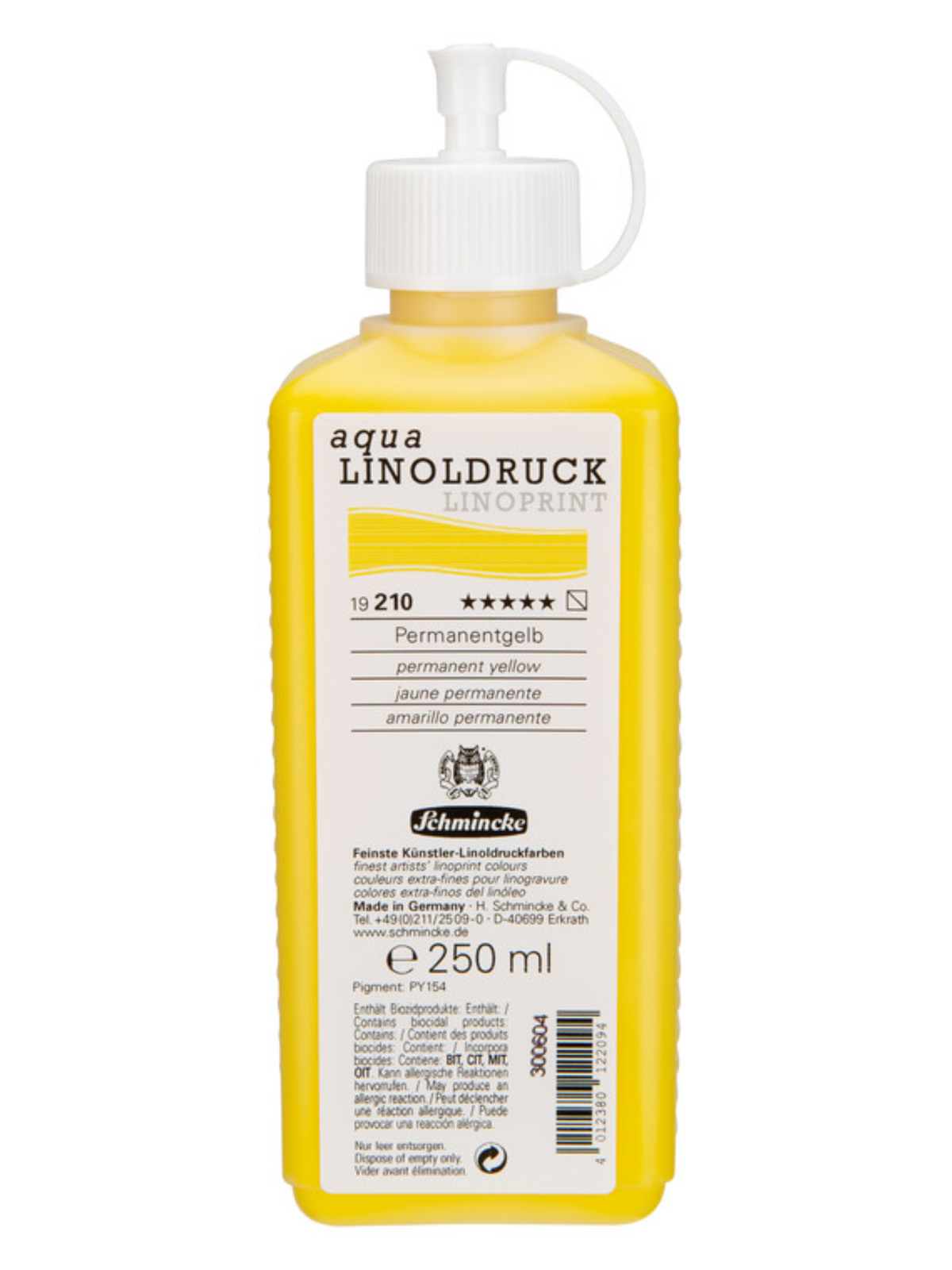 Schmincke Aqua Linoprint linoleumsfarve permanent gul 250 ml – Lino.Memories