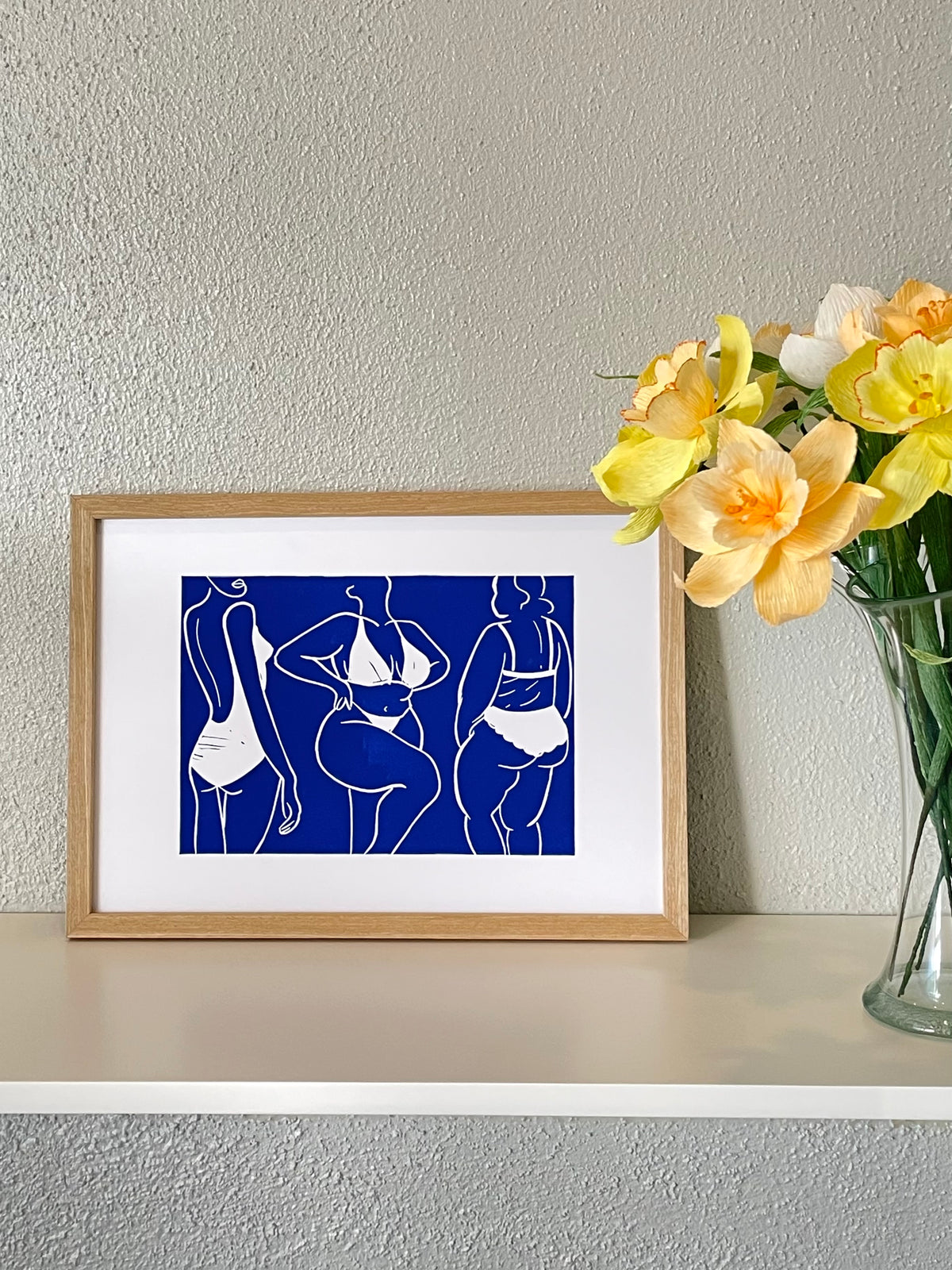 Bikini bodies - håndlavet linoleumstryk i A4