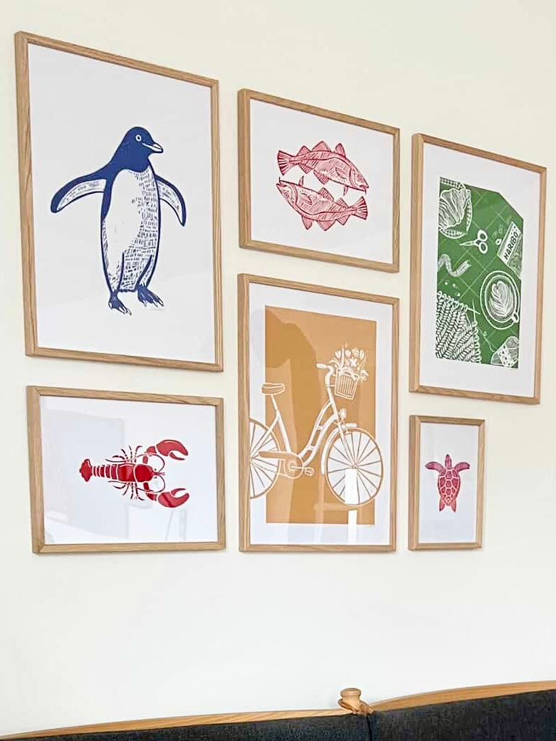 To torsk - håndlavet linoleumstryk (vælg farve)