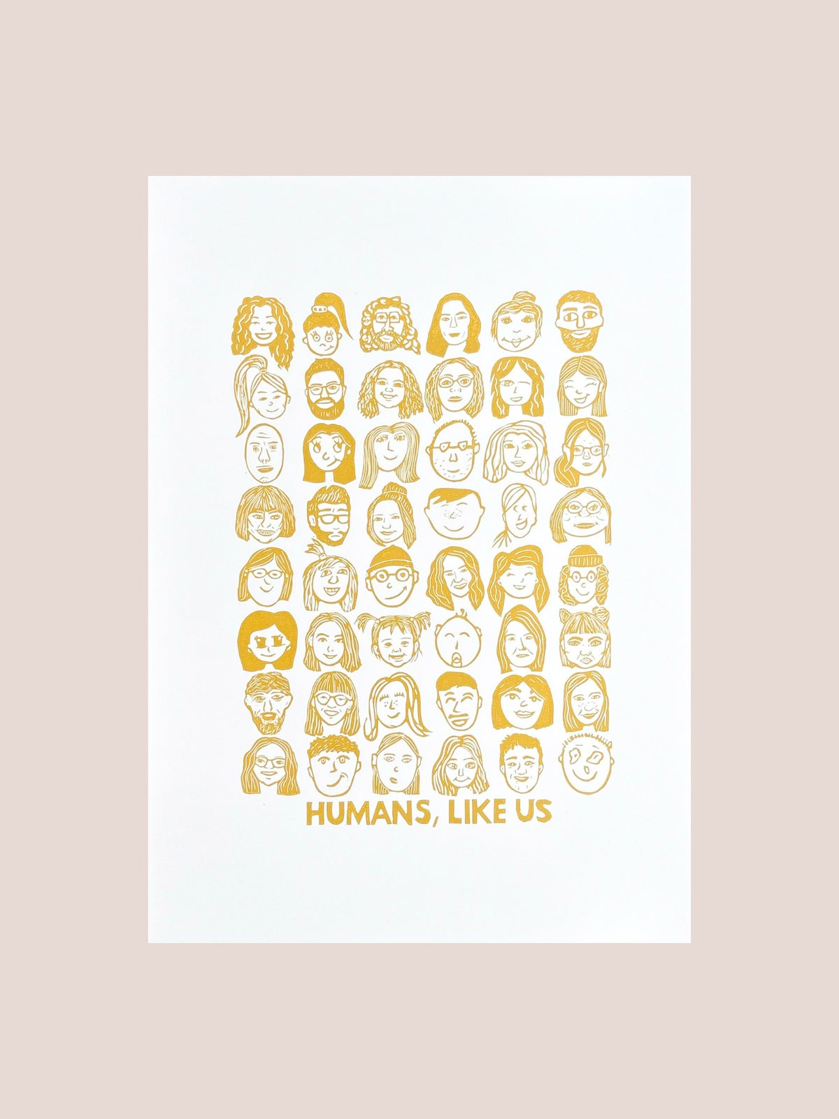 Humans, like us - håndlavet linoleumstryk i A2