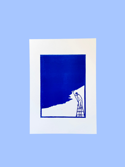 Painting the sky - håndlavet linoleumstryk (vælg farve)
