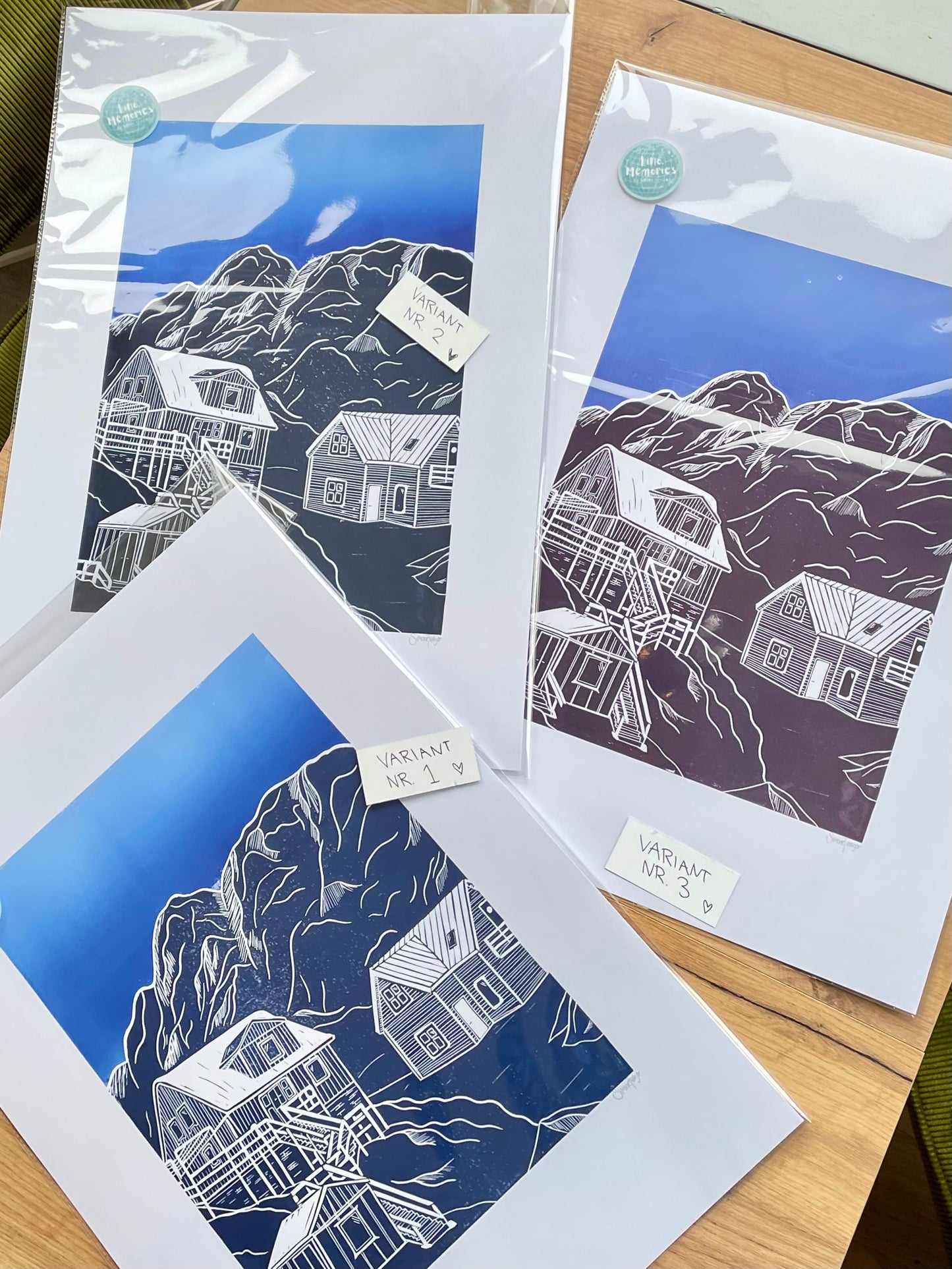 Præstefjældet, Sisimiut - håndlavet linoleumstryk