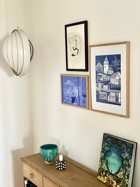 Harboøre - håndlavet linoleumstryk (vælg farve)