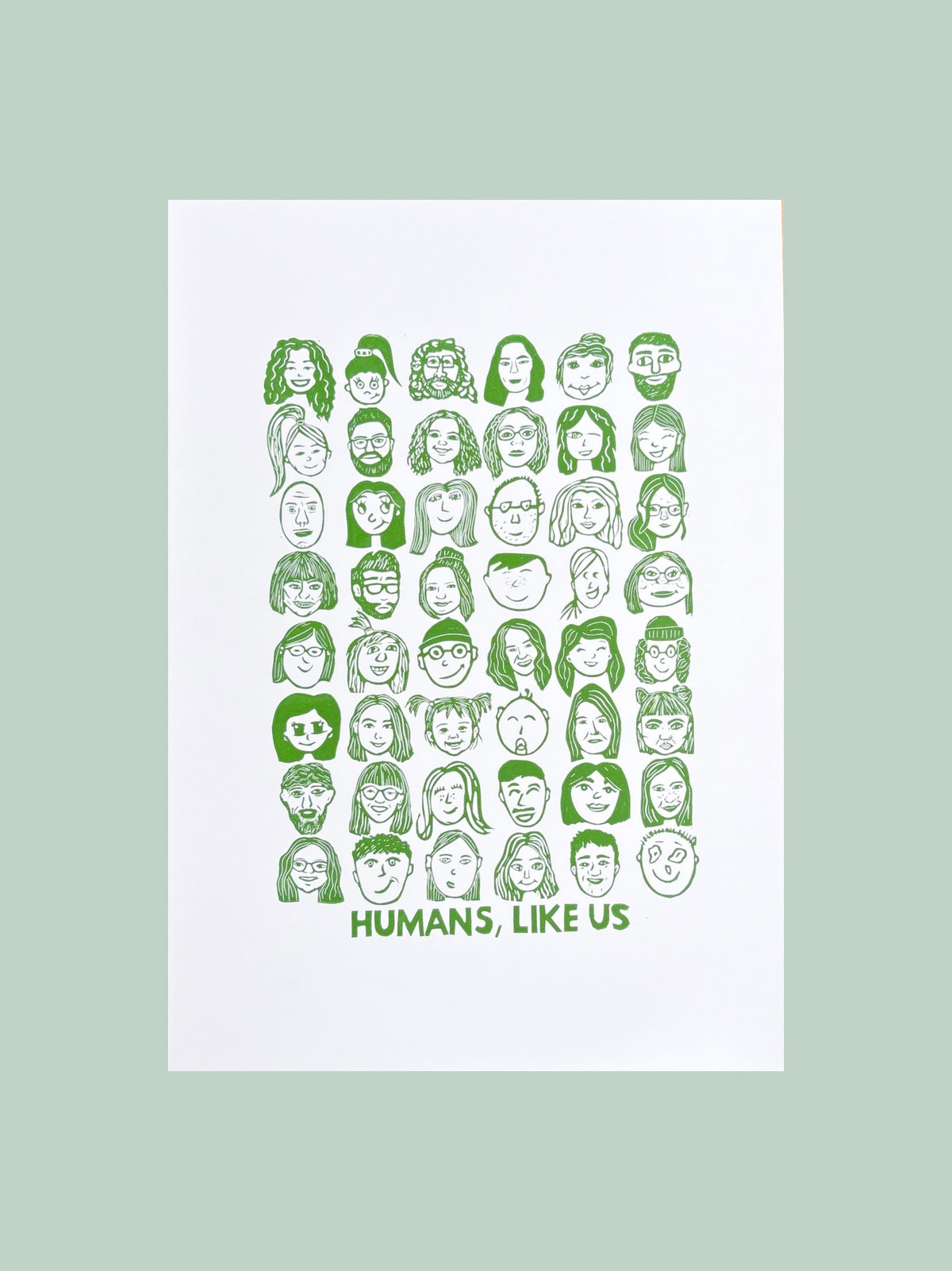 Humans, like us - håndlavet linoleumstryk i A2