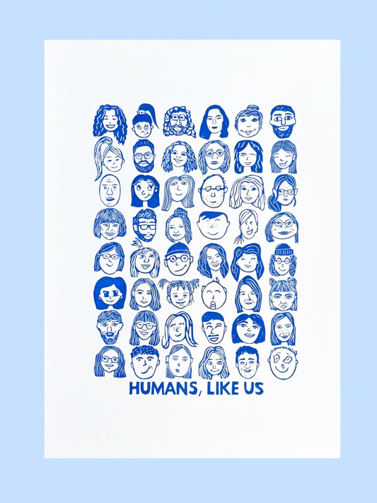 Humans, like us - håndlavet linoleumstryk (vælg farve)