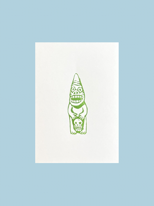 Grønlandsk tupilak #1 - håndlavet linoleumstryk