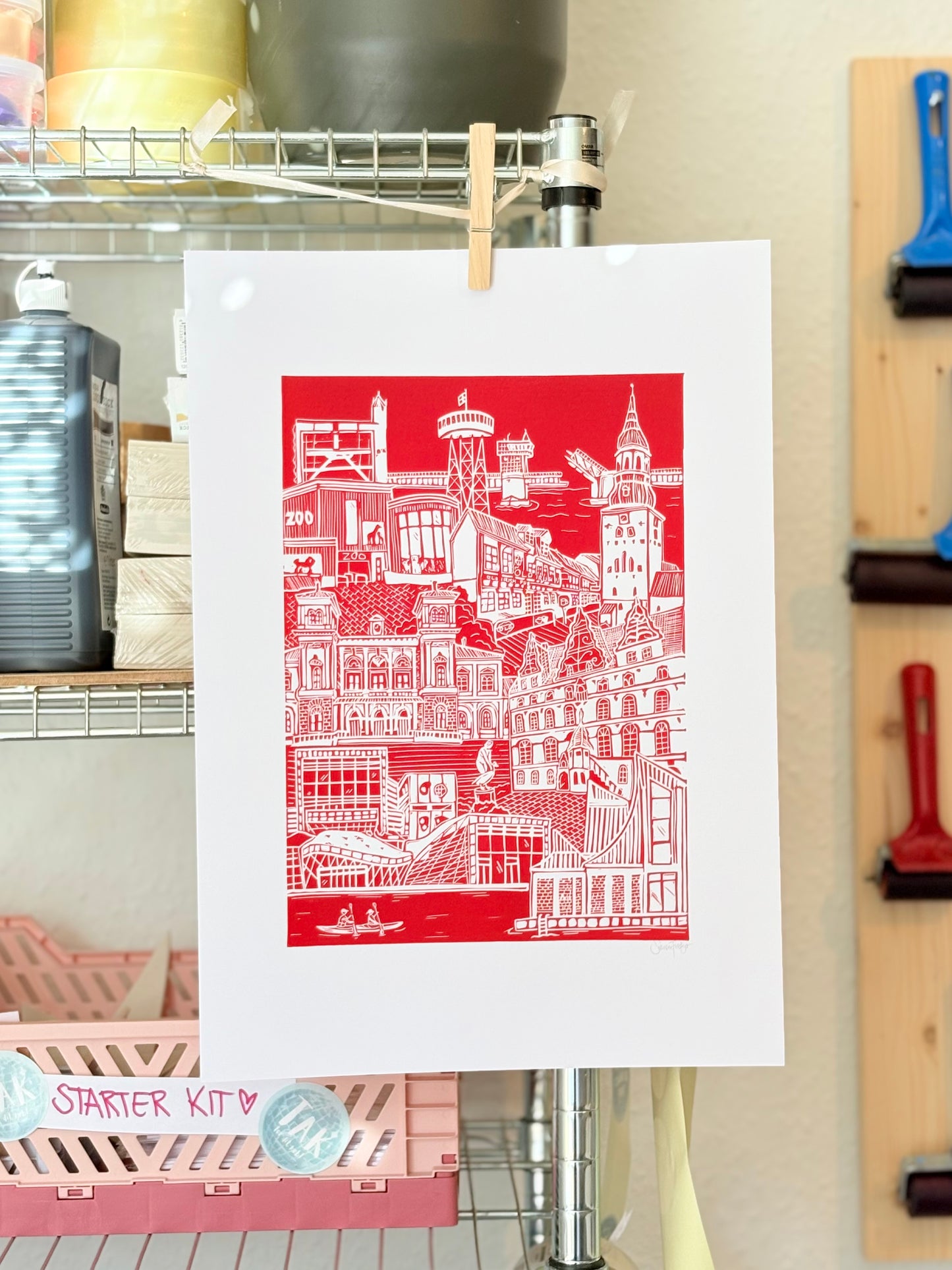 Schmincke Aqua Linoprint - karmin rød (120 ml)