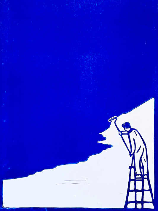 Painting the sky - håndlavet linoleumstryk (vælg farve)