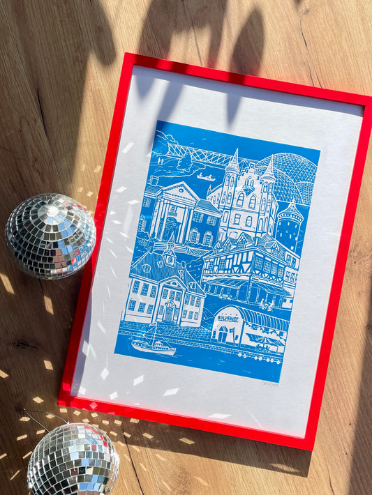 Randers - håndlavet linoleumstryk (vælg farve)