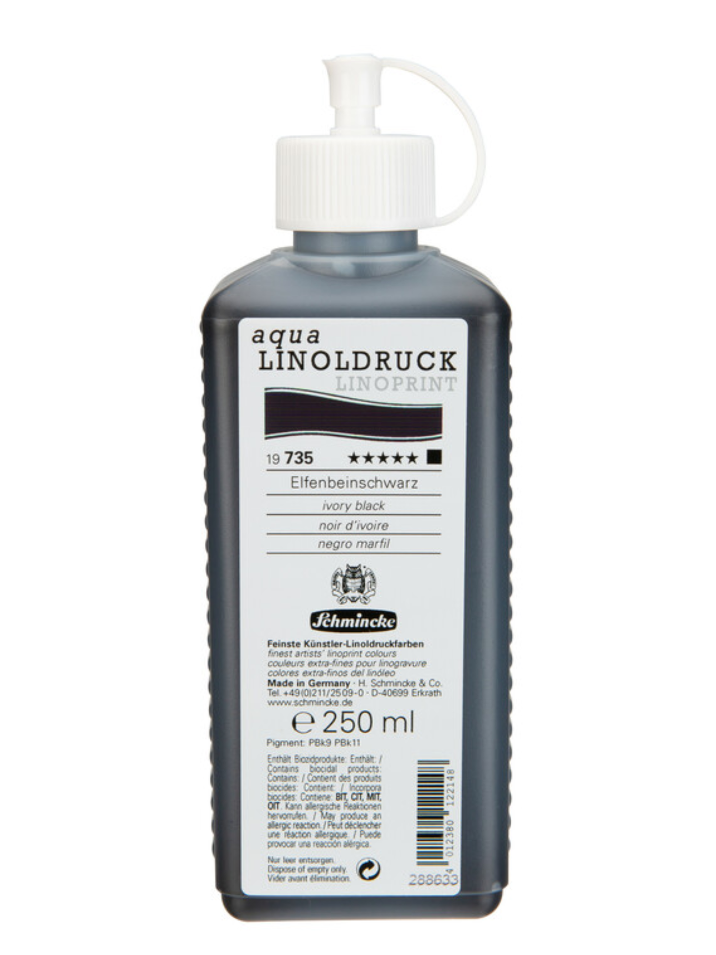 Schmincke Aqua Linoprint - elfenben sort (250 ml)
