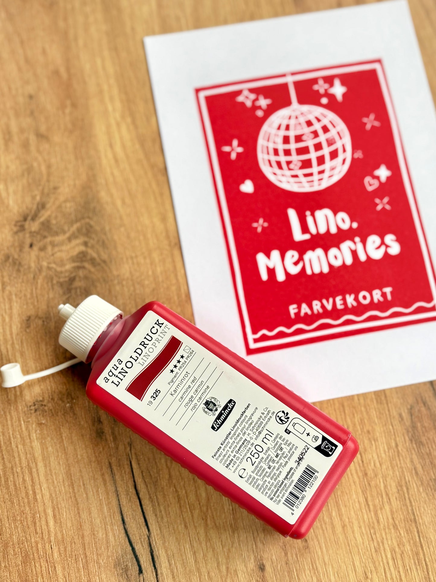 Schmincke Aqua Linoprint - karmin rød (250 ml)