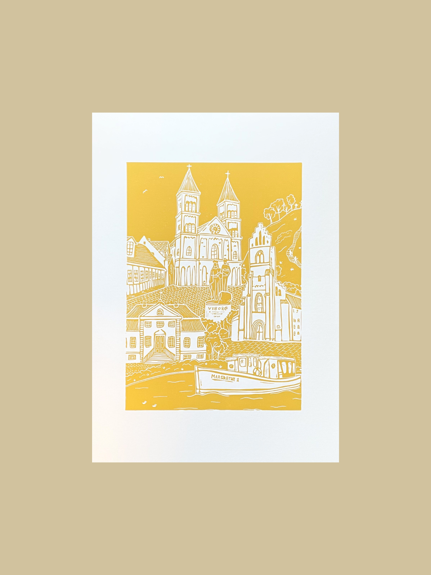 Viborg - håndlavet linoleumstryk (vælg farve)
