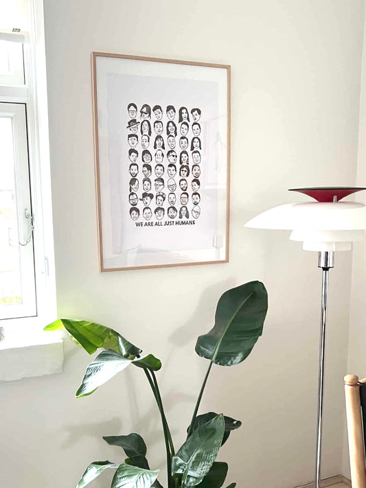 Just Humans - håndlavet linoleumstryk (vælg farve)