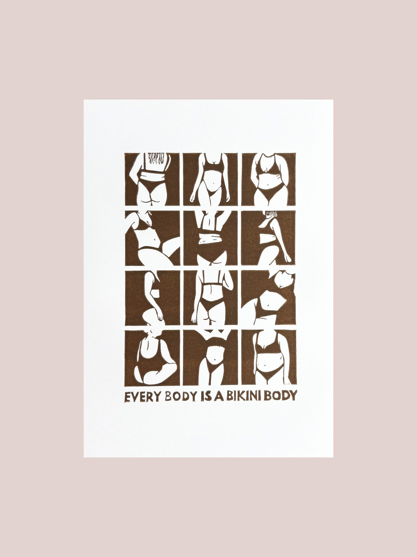 Bodies - håndlavet linoleumstryk (vælg farve)