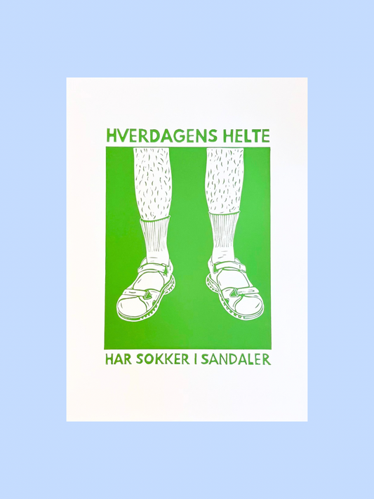 FAR, hverdagens helte - håndlavet linoleumstryk i A3