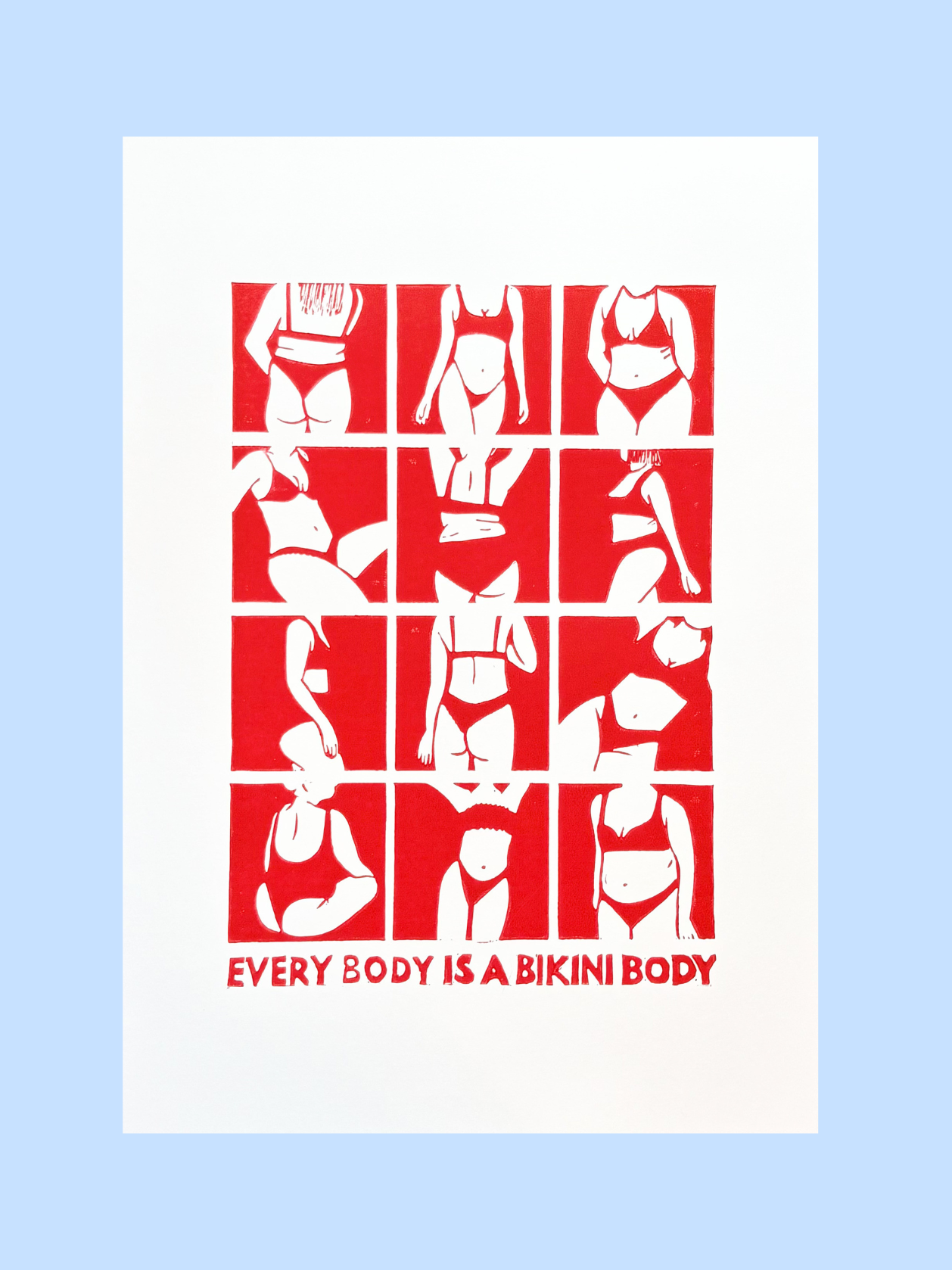 Bodies - håndlavet linoleumstryk (vælg farve)