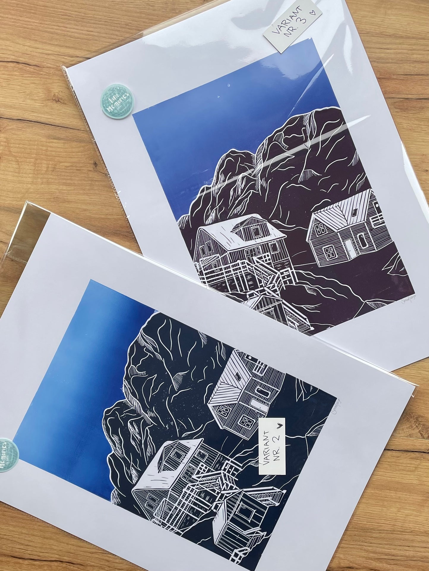 Præstefjældet, Sisimiut - håndlavet linoleumstryk