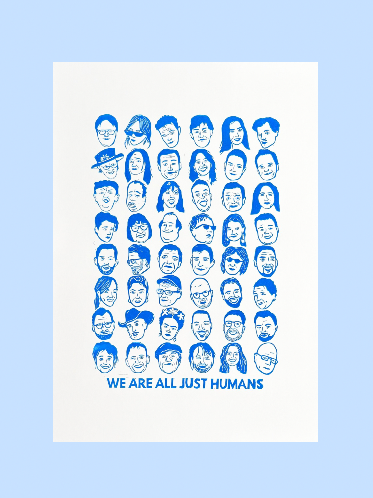 Just Humans - håndlavet linoleumstryk (vælg farve)