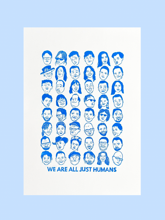 Just Humans - håndlavet linoleumstryk (vælg farve)