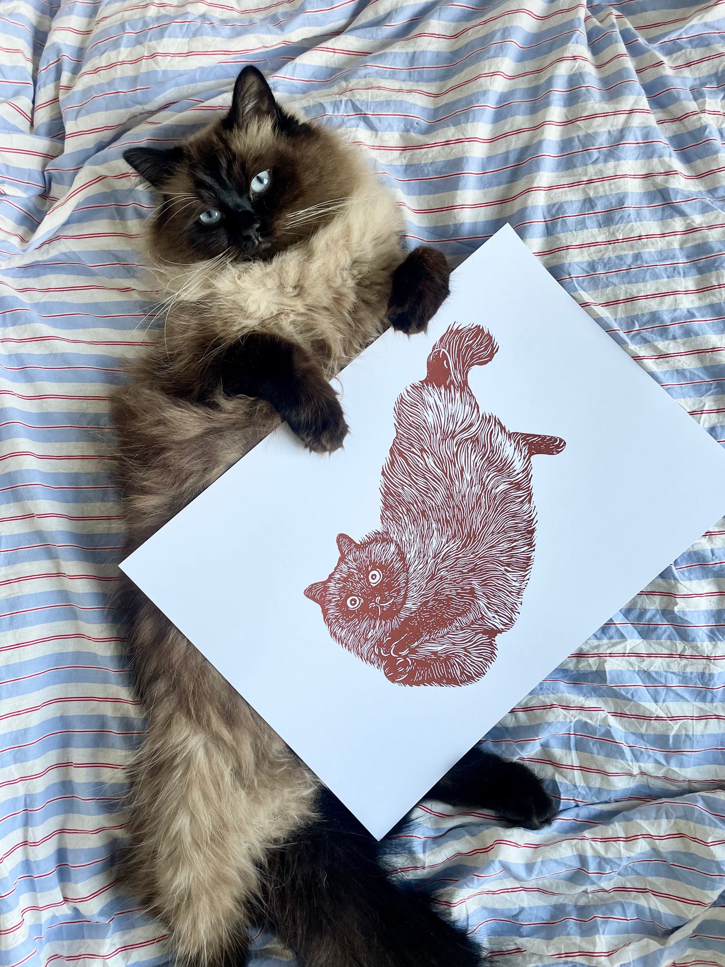 Manse - håndlavet linoleumstryk (vælg farve)